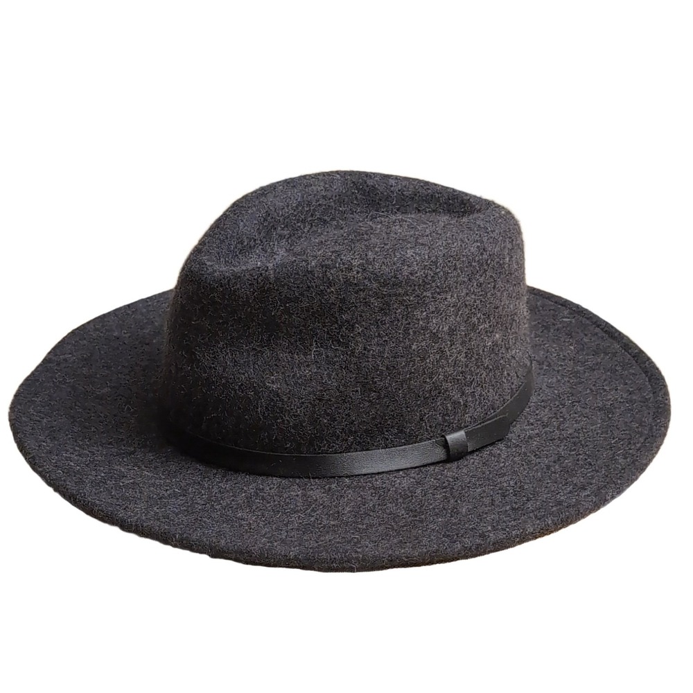 Goodfellow & Co Fedora Hat Men's M/L Dark Gray 100% Wool Wide Brim Felt